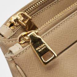 Prada Beige Saffiano Lux Leather Large Galleria Double Zip Tote