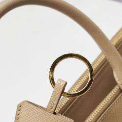 Prada Beige Saffiano Lux Leather Large Galleria Double Zip Tote