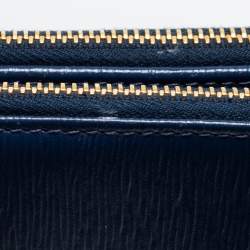 Pre Owned Prada Two Tone Blue Move Leather Double Zip Bifold Wallet