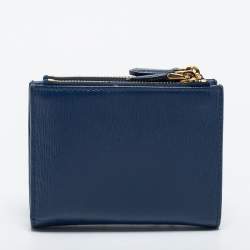 Pre Owned Prada Two Tone Blue Move Leather Double Zip Bifold Wallet
