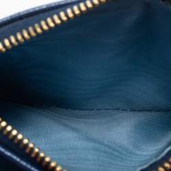 Pre Owned Prada Two Tone Blue Move Leather Double Zip Bifold Wallet