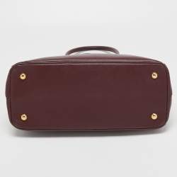 Pre Owned حق يبة يد برادا جلد سافيانو فاخر وردية باهتة بسحاب متوسط صغير