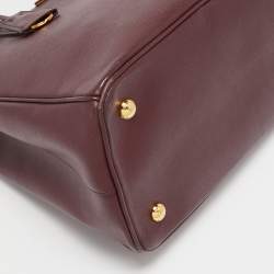 Pre Owned حقيبة يد برادا جلد سافيانو فاخر وردية باهتة بسحاب متوسط صغير