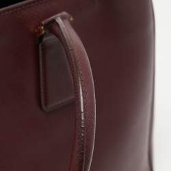 Pre Owned حقيبة يد برادا جلد سافيانو فاخر وردية باهتة بسحاب متوسط صغير