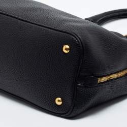 Pre Owned Prada Black Vitello Diano Leather Side Zip Shopper Tote