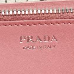 Pre Owned Prada Multicolor Rabbit Print Leather Flap Continental Wallet