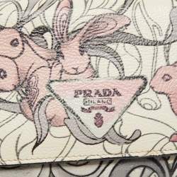 Pre Owned Prada Multicolor Rabbit Print Leather Flap Continental Wallet
