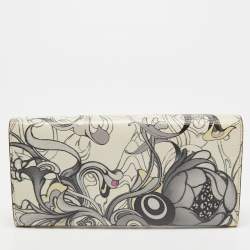 Pre Owned Prada Multicolor Rabbit Print Leather Flap Continental Wallet