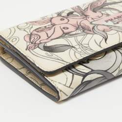 Pre Owned Prada Multicolor Rabbit Print Leather Flap Continental Wallet