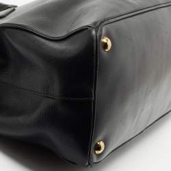 Pre Owned Prada Black Saffiano Lux Leather Medium Galleria Double Zip Tote