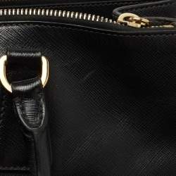 Pre Owned Prada Black Saffiano Lux Leather Medium Galleria Double Zip Tote