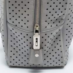 Prada Grey Perforated Leather Boston Bag