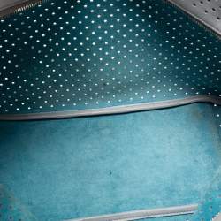 Prada Grey Perforated Leather Boston Bag