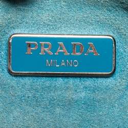 Prada Grey Perforated Leather Boston Bag