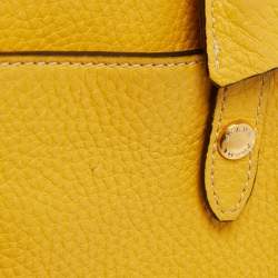 Pre Owned Prada Yellow Vitello Daino Leather Sound Flap Top Handle Bag