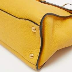 Pre Owned Prada Yellow Vitello Daino Leather Sound Flap Top Handle Bag