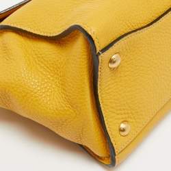 Pre Owned Prada Yellow Vitello Daino Leather Sound Flap Top Handle Bag