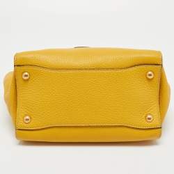 Pre Owned Prada Yellow Vitello Daino Leather Sound Flap Top Handle Bag