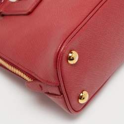 Pre Owned Prada Red Saffiano Lux Leather Mini Promenade Crossbody Bag
