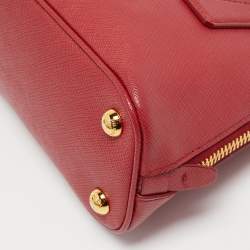 Pre Owned Prada Red Saffiano Lux Leather Mini Promenade Crossbody Bag