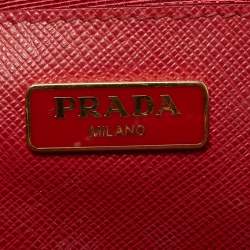 Pre Owned Prada Red Saffiano Lux Leather Mini Promenade Crossbody Bag