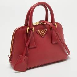 Pre Owned Prada Red Saffiano Lux Leather Mini Promenade Crossbody Bag