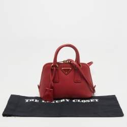 Pre Owned Prada Red Saffiano Lux Leather Mini Promenade Crossbody Bag