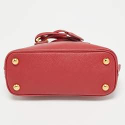 Pre Owned Prada Red Saffiano Lux Leather Mini Promenade Crossbody Bag