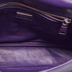 Pre Owned Prada Purple Saffiano Lux Leather Mini Sound Flap Shoulder Bag