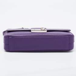 Prada Purple Saffiano Lux Leather Mini Sound Flap Shoulder Bag