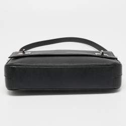 Pre Owned Prada Black Saffiano Leather Double Turnlock Shoulder Bag