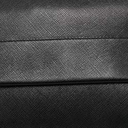 Pre Owned Prada Black Saffiano Leather Double Turnlock Shoulder Bag