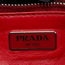 Pre Owned Prada Black Saffiano Leather Double Turnlock Shoulder Bag