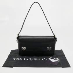 Pre Owned Prada Black Saffiano Leather Double Turnlock Shoulder Bag