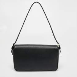 Pre Owned Prada Black Saffiano Leather Double Turnlock Shoulder Bag