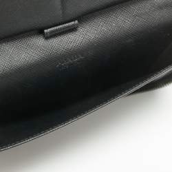 مملوكة مسبقًا Prada Black Saffiano Leather Zip Around Wallet