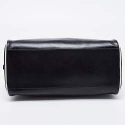 Pre Owned Prada Black/White Leather Bowler Bag