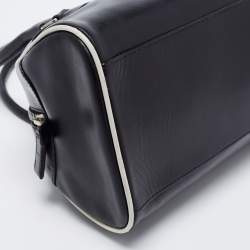 Pre Owned Prada Black/White Leather Bowler Bag