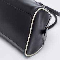Pre Owned Prada Black/White Leather Bowler Bag