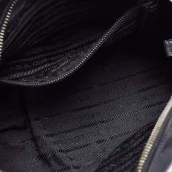 Pre Owned Prada Black/White Leather Bowler Bag