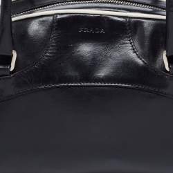 Pre Owned Prada Black/White Leather Bowler Bag