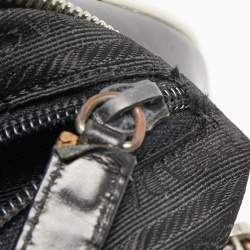 Pre Owned Prada Black/White Leather Bowler Bag