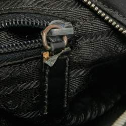 Pre Owned Prada Black/White Leather Bowler Bag