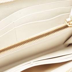 Pre Owned Prada Off White Saffiano Leather Zip Around Wallet
