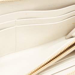 Pre Owned Prada Off White Saffiano Leather Zip Around Wallet