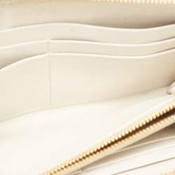 Pre Owned Prada Off White Saffiano Leather Zip Around Wallet