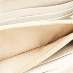 Pre Owned Prada Off White Saffiano Leather Zip Around Wallet