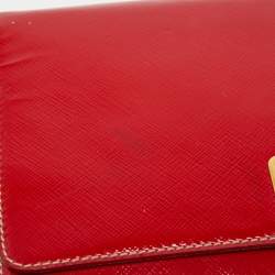 Pre Owned Prada Red Patent Leather Flap Crossbody Bag