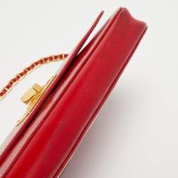 Pre Owned Prada Red Patent Leather Flap Crossbody Bag