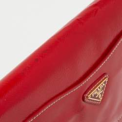 Pre Owned Prada Red Patent Leather Flap Crossbody Bag